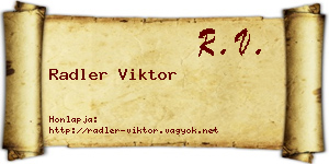 Radler Viktor névjegykártya